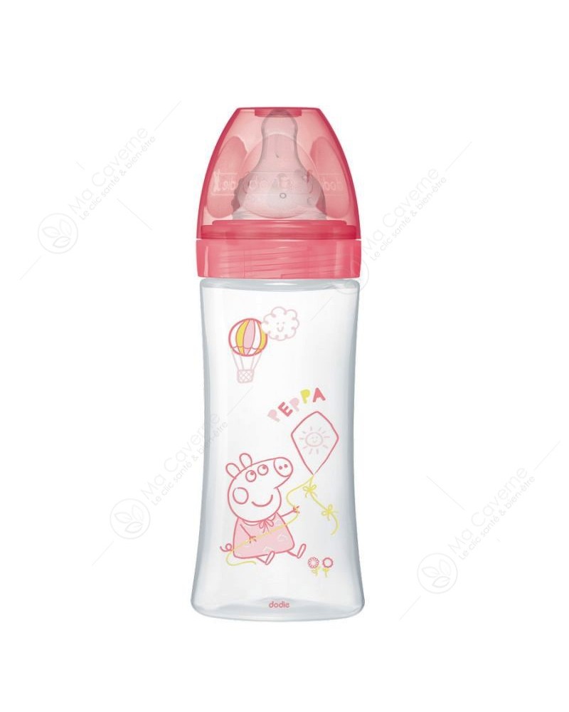 DODIE Biberon Plastique Anti-Colique Fille 6M+ Peppa Pig 330ml-1