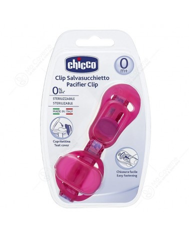 CHICCO Attache Sucette + Couvercle Rose 72631-1