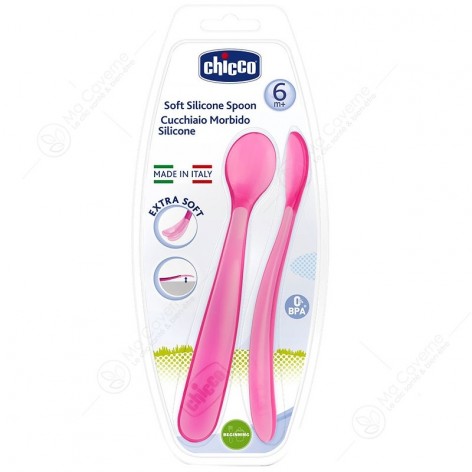 CHICCO Cuillere Silicone Fille 6M+-1