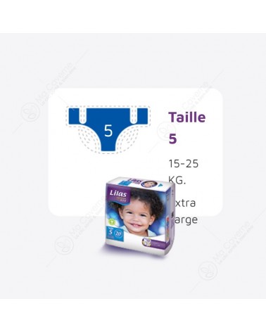 LILAS Couche Bébé T5 :15-25 Kg Confort Max Actif Pharmacie 20 Pièces-1