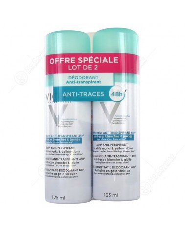 VICHY Déodorant Anti Transpirant Spray Anti Trace 48H 125ml Lot de 2-1