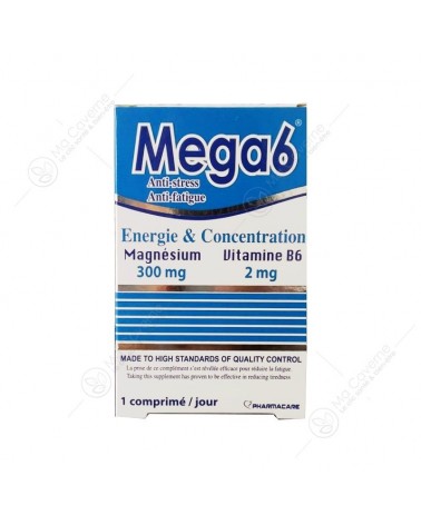 PHARMACARE Mega6 Energie & Concentration Magnésium et Vit B6 45cp-1