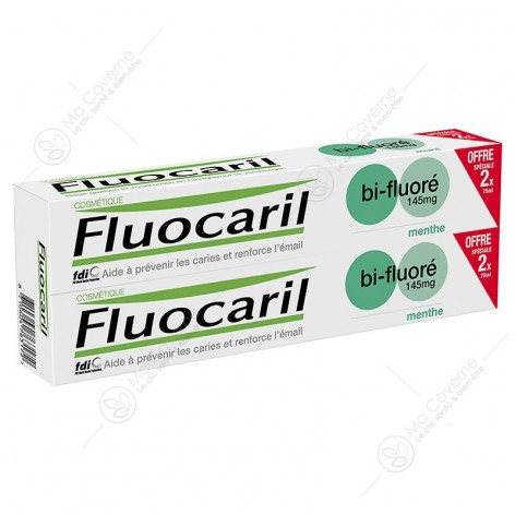 FLUOCARIL Dentifrice MENTHE Bi-Fluoré  145mg 2x75ml-2