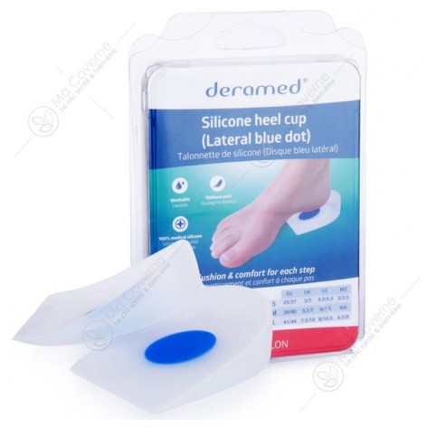 DERAMED Silicone Heel Cup Lateral Blue Dot Talonnette de Silicone M-1