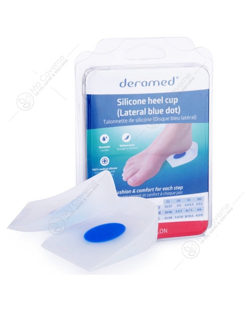 DERAMED Silicone Heel Cup Lateral Blue Dot Talonnette de Silicone S-1