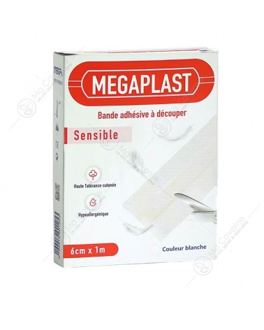 MEGAPLAST Bande Adhésive à Découper pour Peau Sensible 6cm x 1m-1